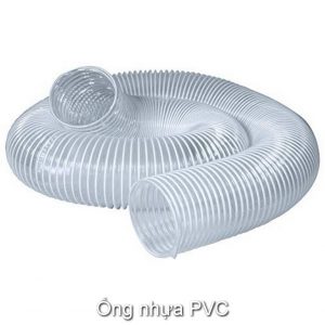 Ong hut bui loi thep màu trang nhua PVC