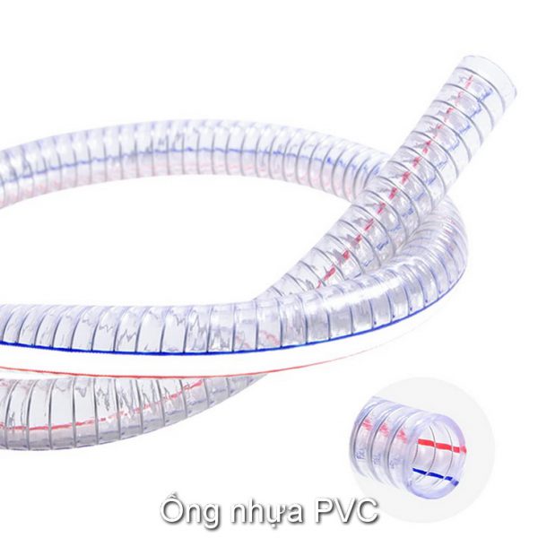 Ong nhua mem PVC loi thep dung de hut bui